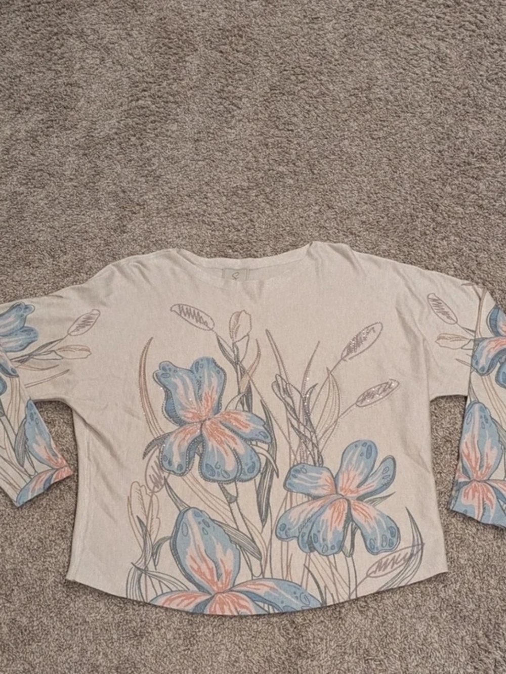 Cream Floral Butterfly Print Blouse - Picture 4 of 4